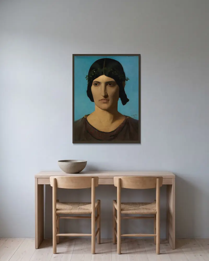 Huvud av en italiensk kvinna av Jean-Léon Gérôme inramad på en vägg