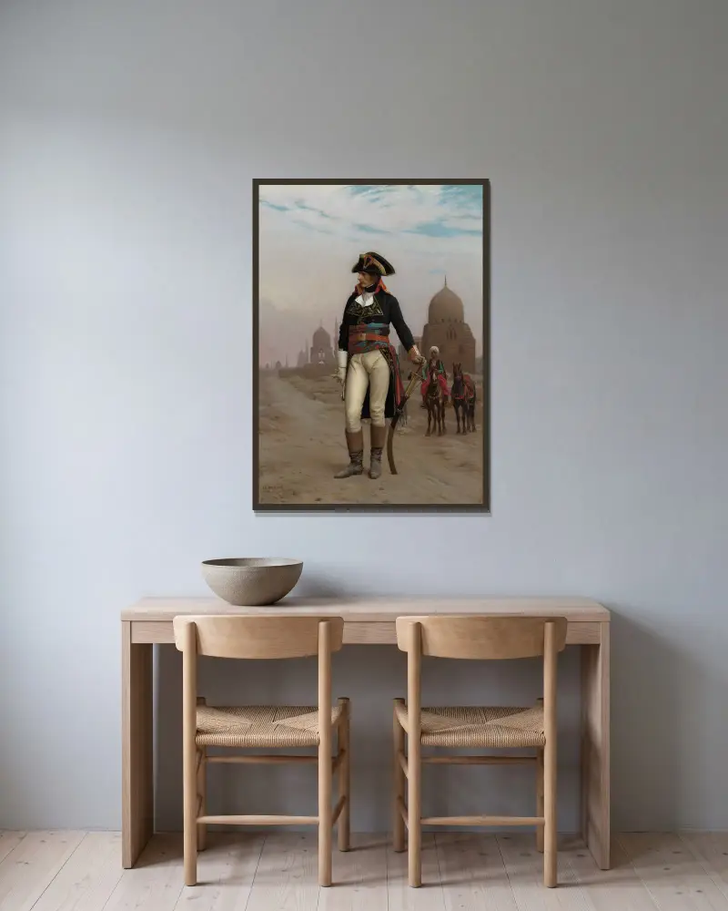 Napoleon in Ägypten von Jean-Léon Gérôme gerahmt an einer Wand
