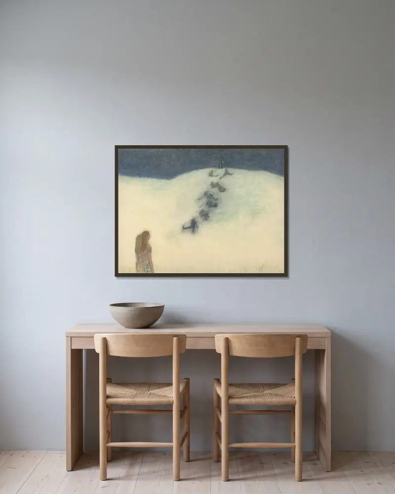 Kinderen op de duin av Léon Spilliaert inramad på en vägg