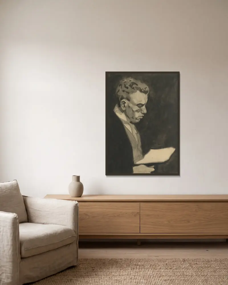 Bildnis meines Bruders von Léon Spilliaert gerahmt an einer Wand