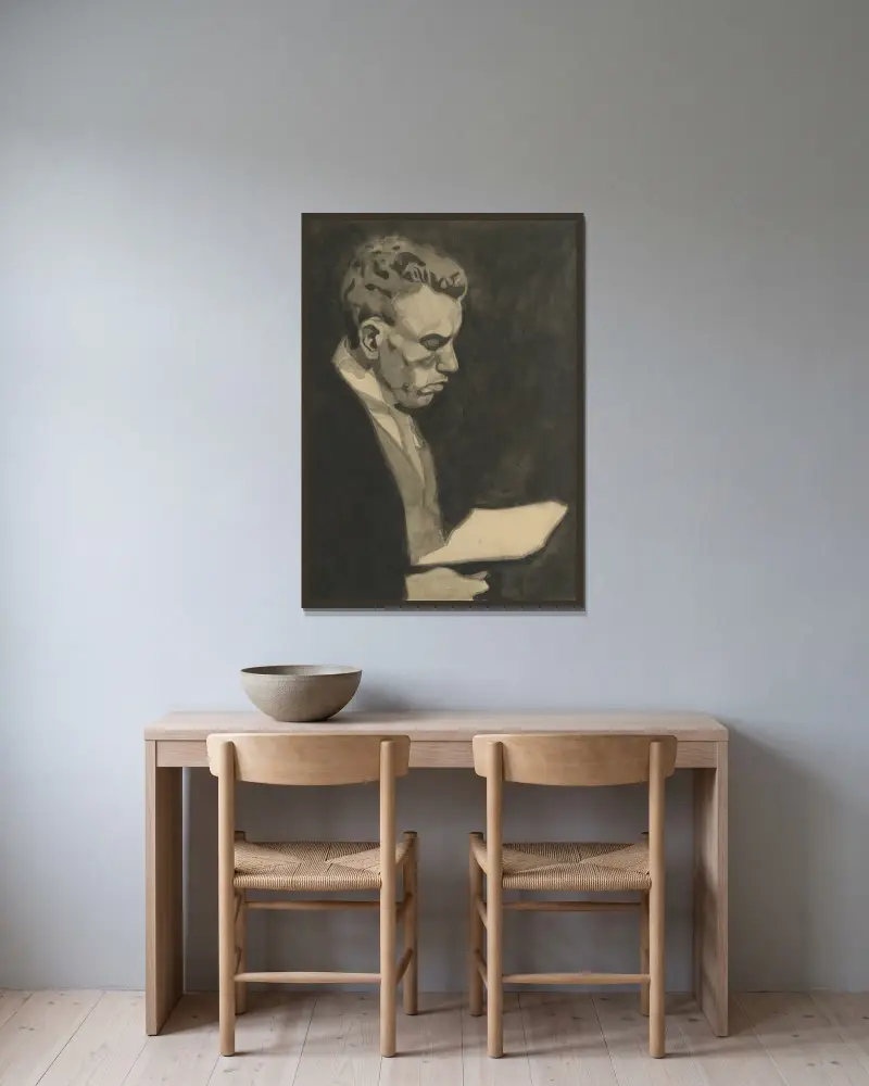 Bildnis meines Bruders von Léon Spilliaert gerahmt an einer Wand