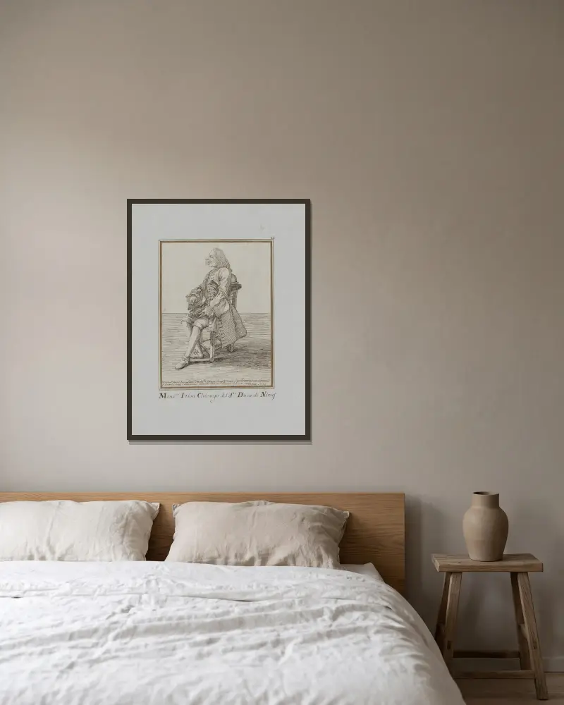 Monsieur Ition Chirurgo del sre. Duca di Nivers von Pier Leone Ghezzi gerahmt an einer Wand