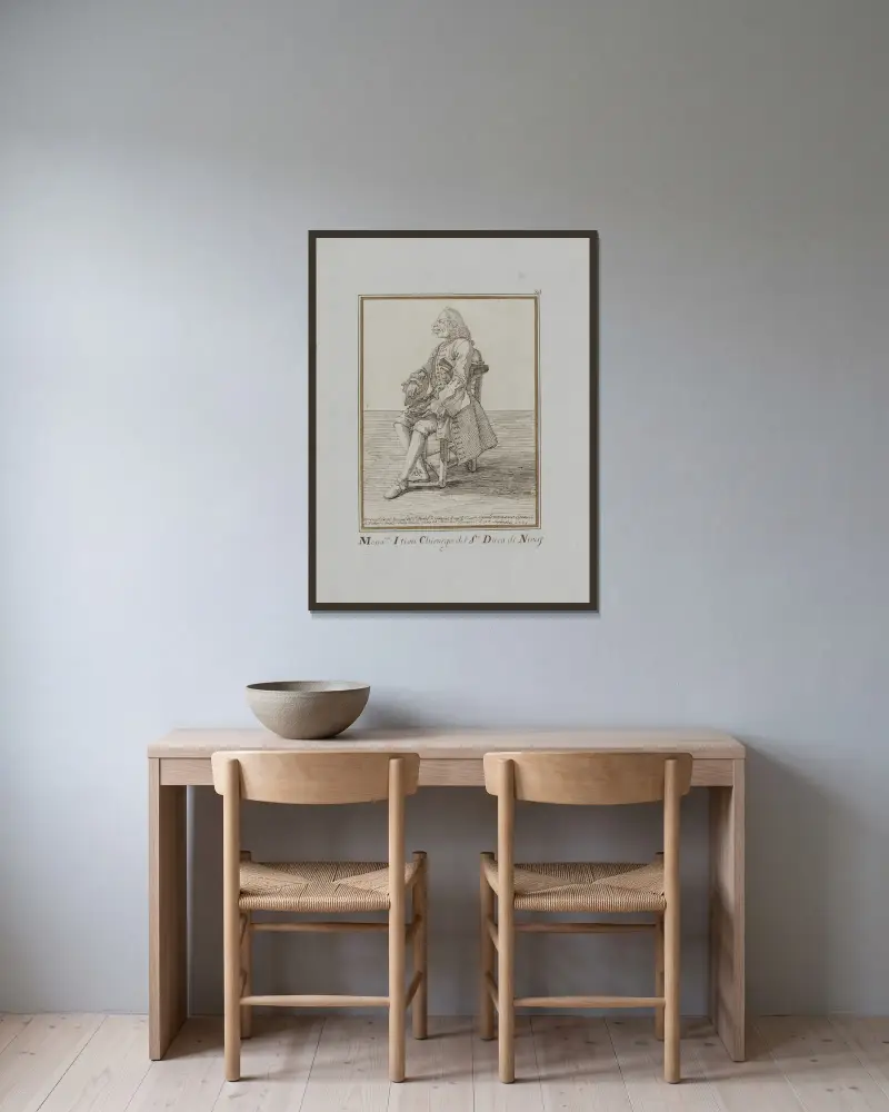 Monsieur Ition Chirurgo del sre. Duca di Nivers von Pier Leone Ghezzi gerahmt an einer Wand