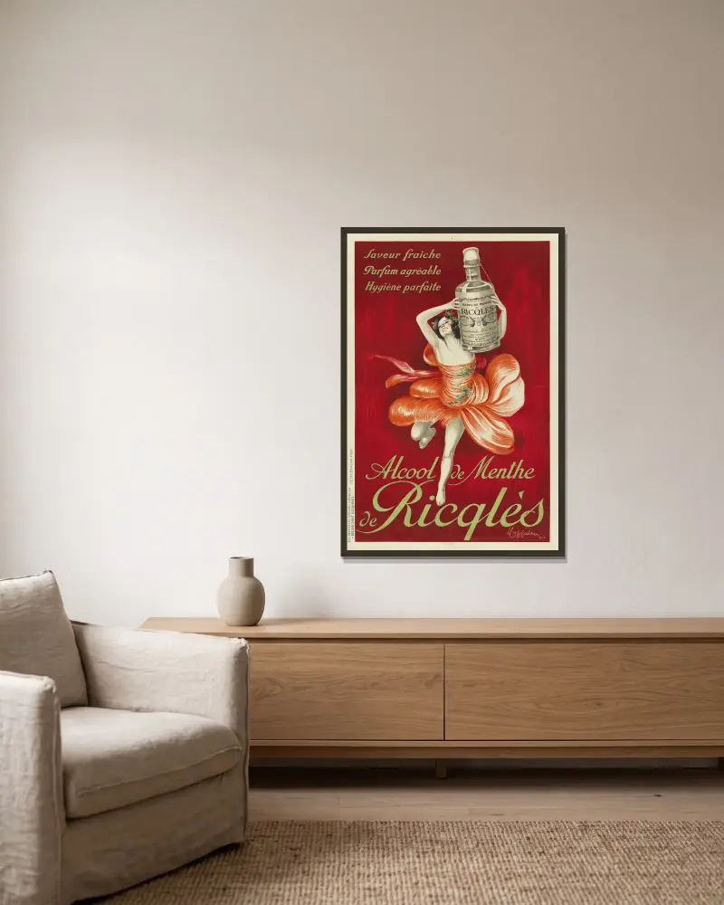 Alcool de menthe de Ricqlès von Leonetto Cappiello gerahmt an einer Wand
