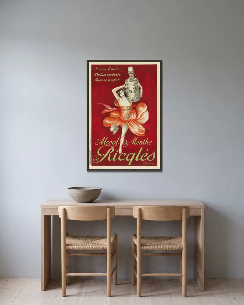 Alcool de menthe de Ricqlès von Leonetto Cappiello gerahmt an einer Wand