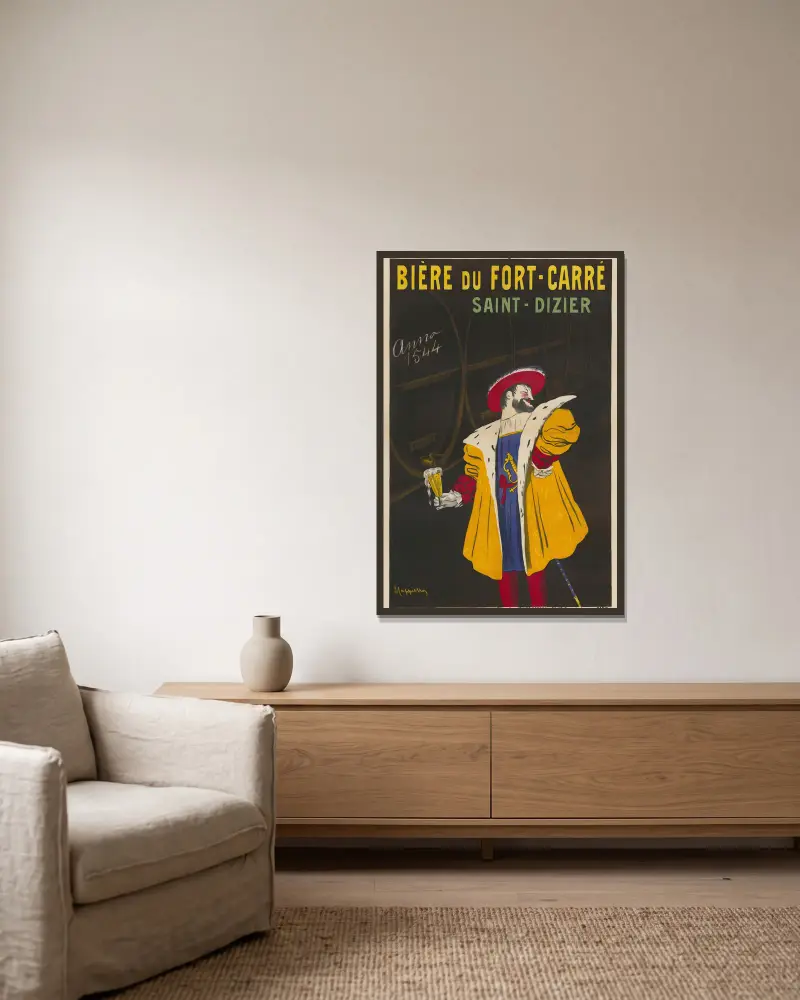 Bière du Fort-Carré. Saint-Dizier av Leonetto Cappiello inramad på en vägg