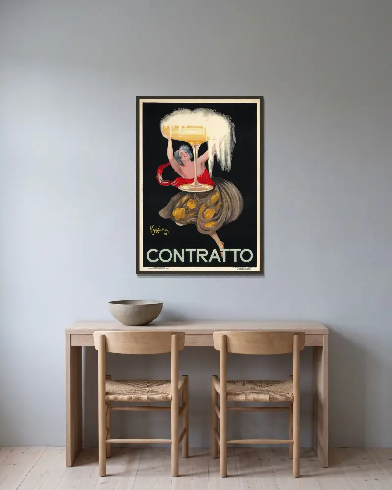 Contratto av Leonetto Cappiello inramad på en vägg