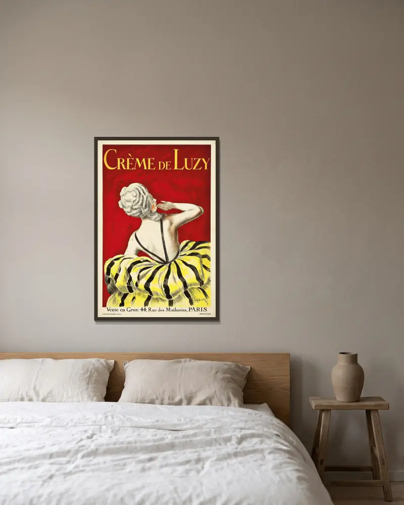 Crème De Luzy av Leonetto Cappiello inramad på en vägg