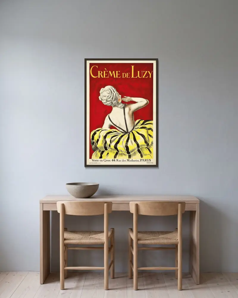 Crème De Luzy av Leonetto Cappiello inramad på en vägg