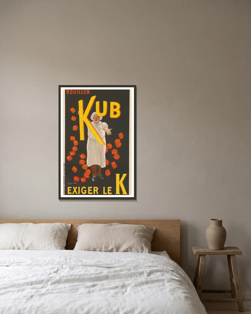 Kub. Exigez le kub av Leonetto Cappiello inramad på en vägg
