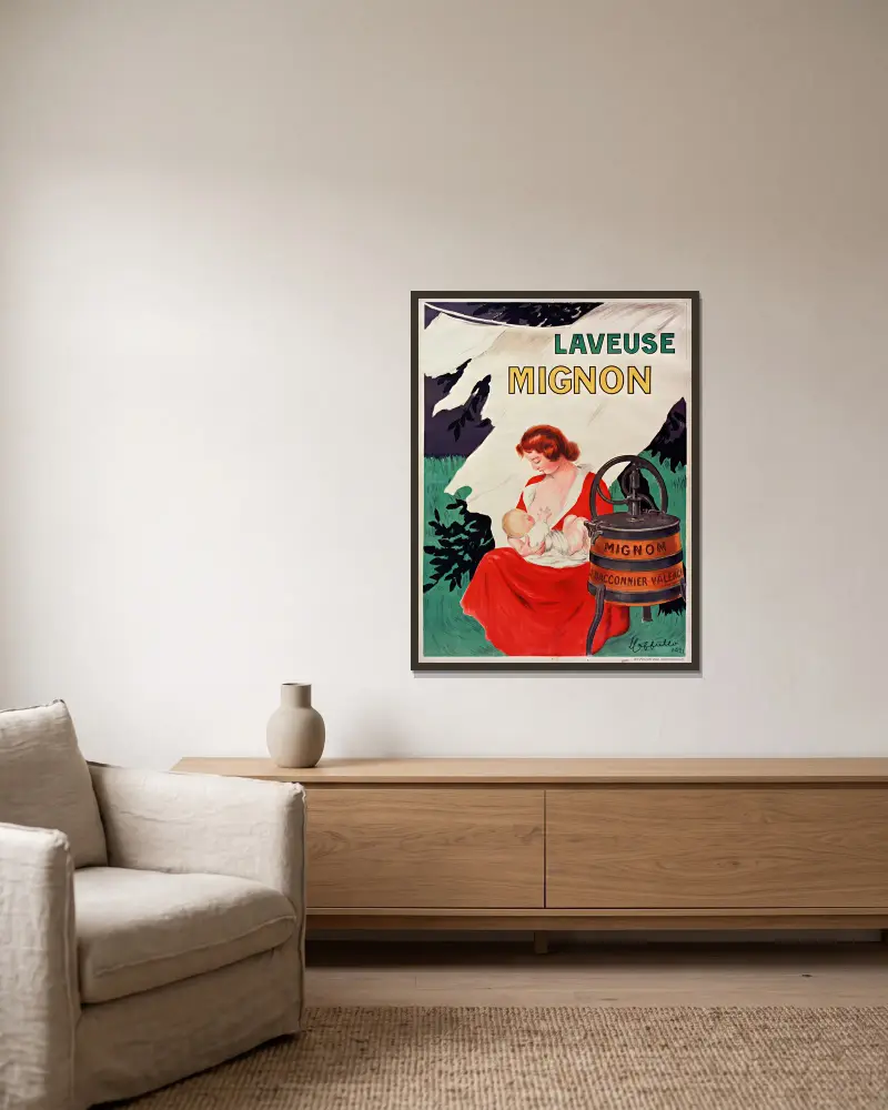 Laveuse Mignon av Leonetto Cappiello inramad på en vägg