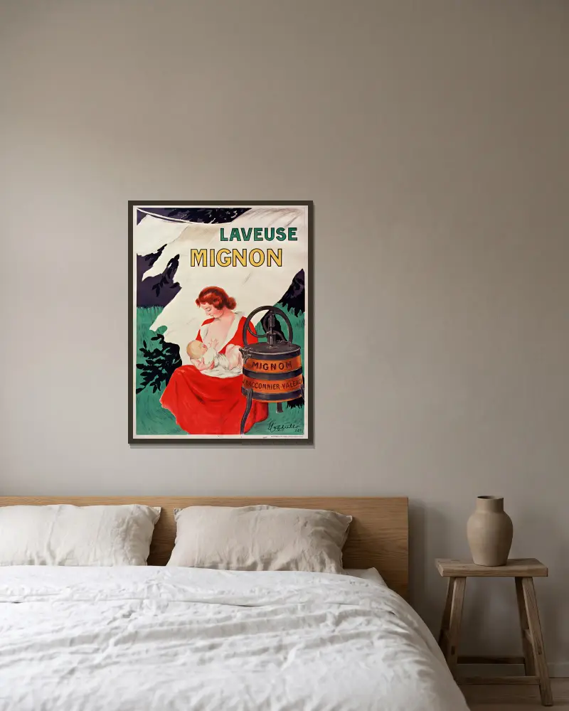 Laveuse Mignon av Leonetto Cappiello inramad på en vägg