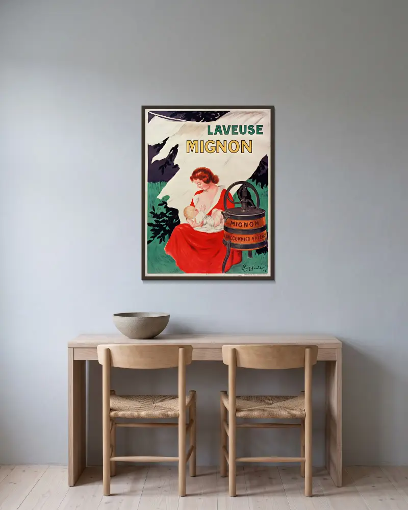 Laveuse Mignon av Leonetto Cappiello inramad på en vägg