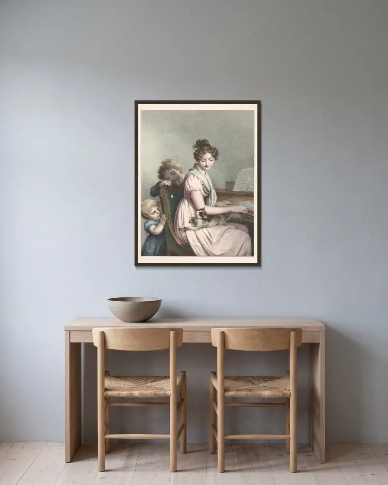 La distraction av Louis-Léopold Boilly inramad på en vägg