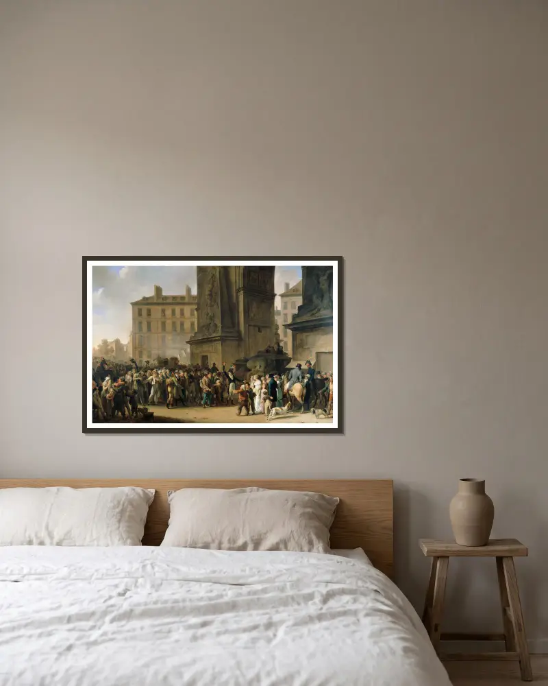Die Rekruten von 1807 ziehen an der Porte Saint-Denis vorbei von Louis-Léopold Boilly gerahmt an einer Wand