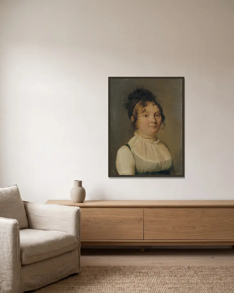 Portrait de Madame Corsse av Louis-Léopold Boilly inramad på en vägg