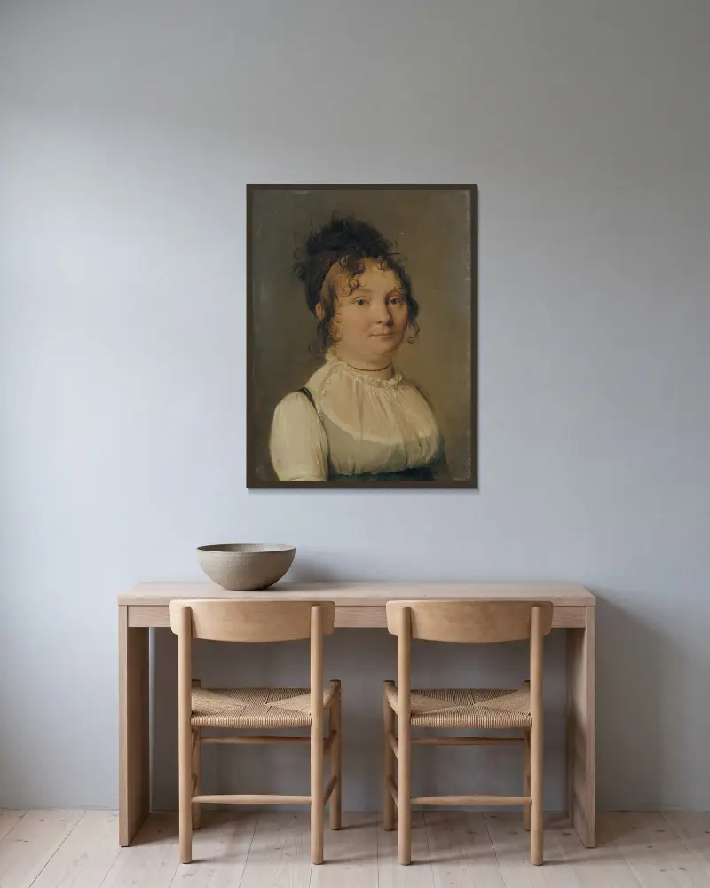 Portrait de Madame Corsse av Louis-Léopold Boilly inramad på en vägg