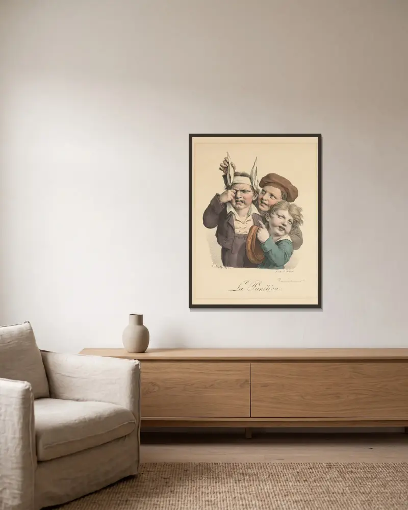 Die Bestrafung von Louis-Léopold Boilly gerahmt an einer Wand