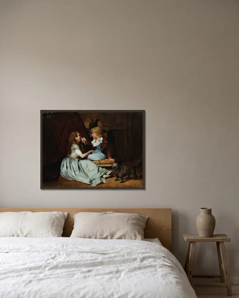 The Cherished Dove av Louis-Léopold Boilly inramad på en vägg