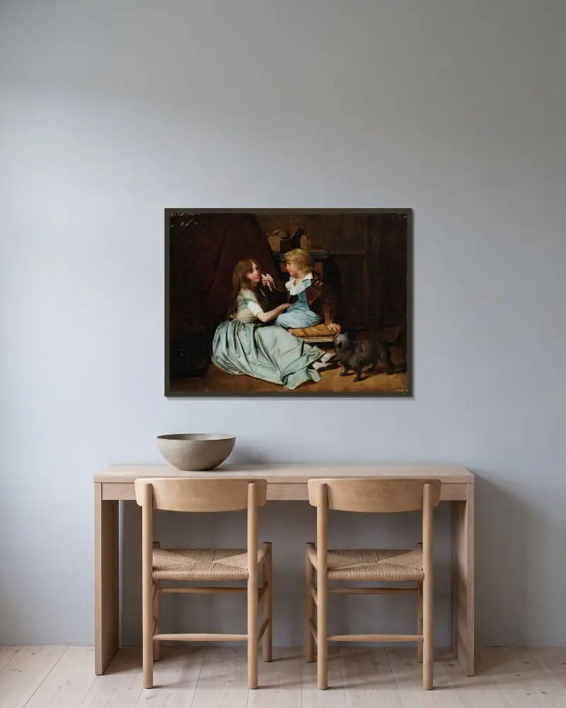 The Cherished Dove av Louis-Léopold Boilly inramad på en vägg