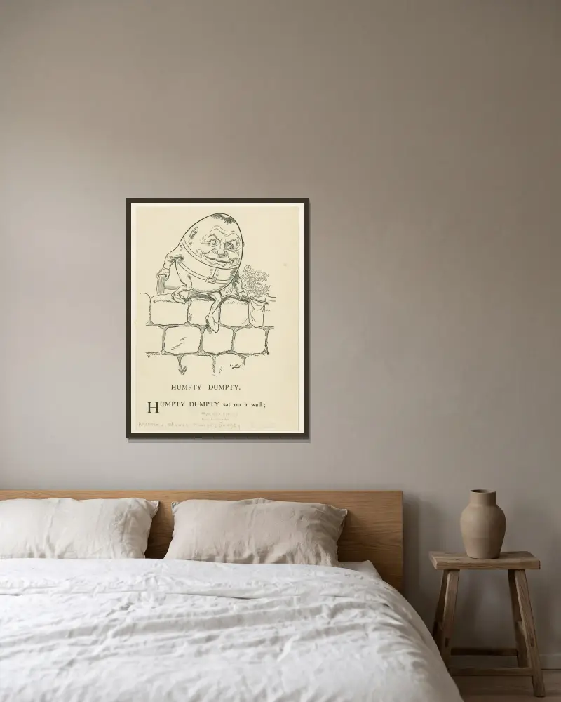 Humpty Dumpty. av Leonard Leslie Brooke inramad på en vägg