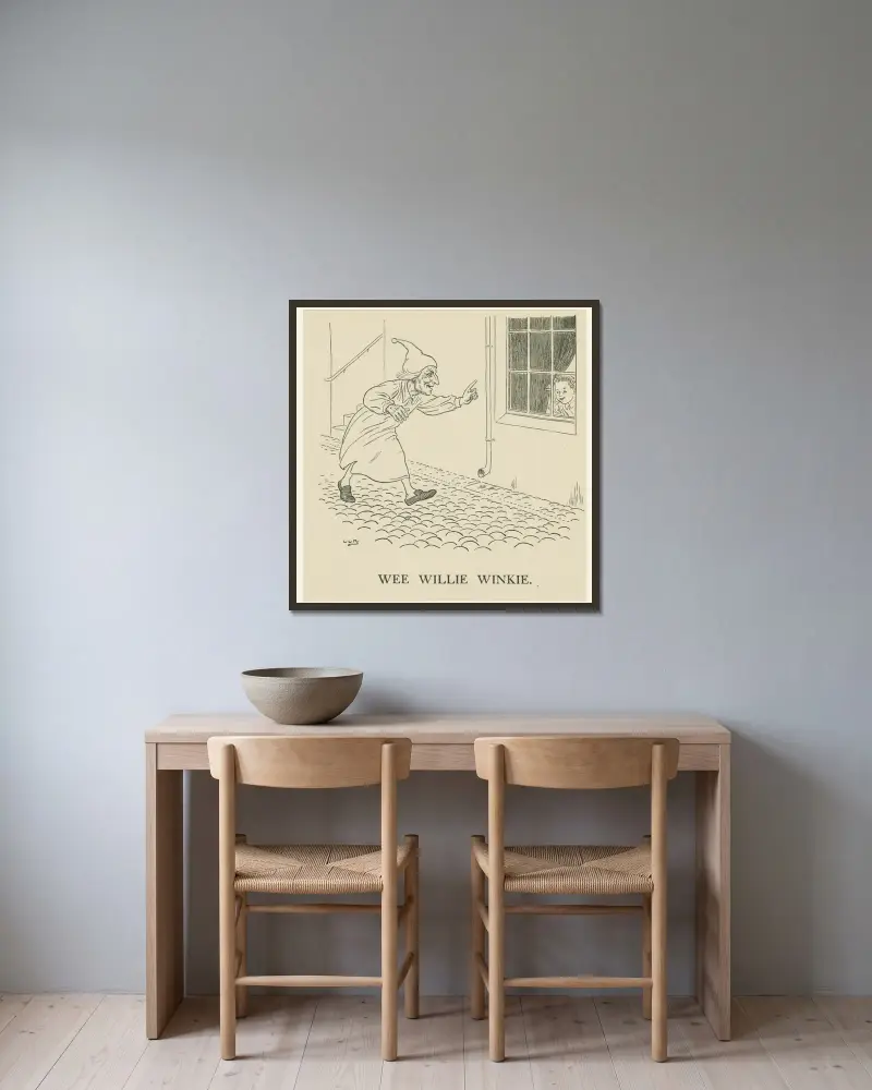 Wee Willie Winkie 3 von Leonard Leslie Brooke gerahmt an einer Wand