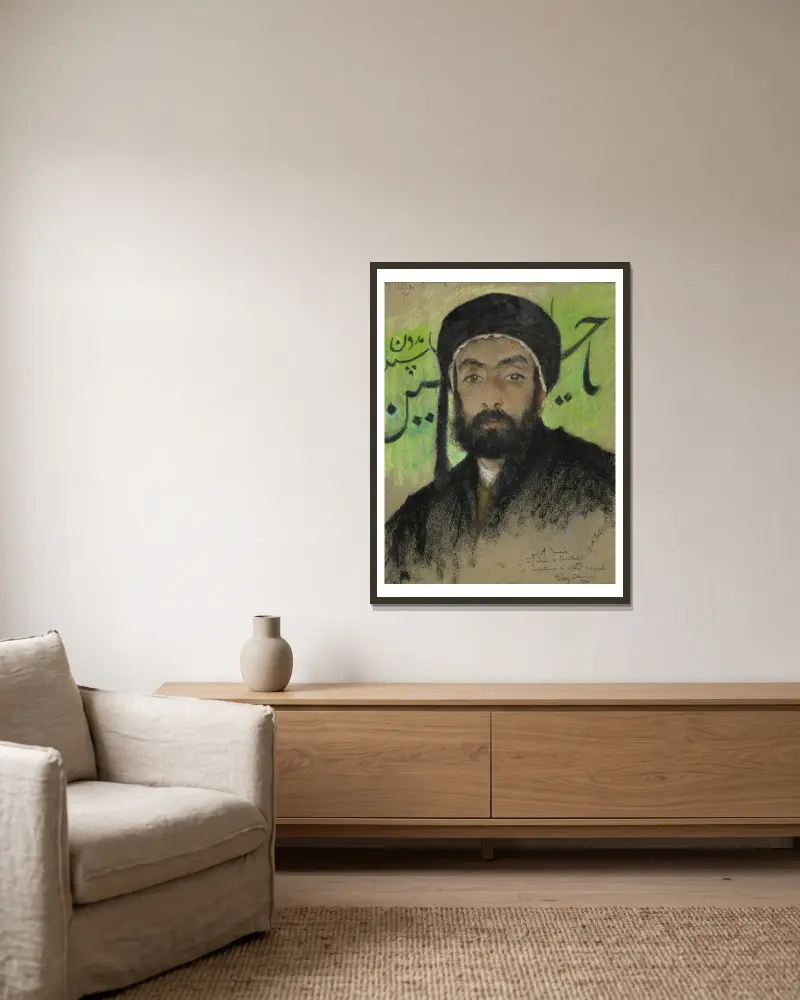 Man with a Turban av Lucien Lévy-Dhurmer inramad på en vägg