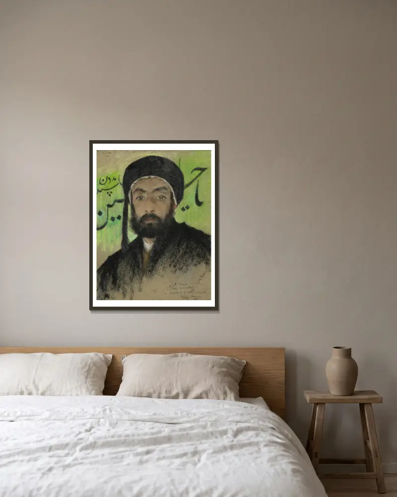 Man with a Turban av Lucien Lévy-Dhurmer inramad på en vägg