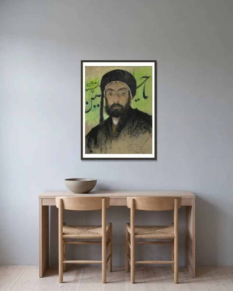 Man with a Turban av Lucien Lévy-Dhurmer inramad på en vägg