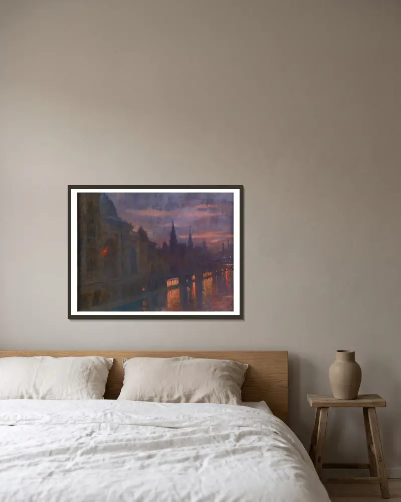 Blick von der Pont des Invalides zur Pont de l’Alma, Weltausstellung, Paris 1900 von Lucien Lévy-Dhurmer gerahmt an einer Wand