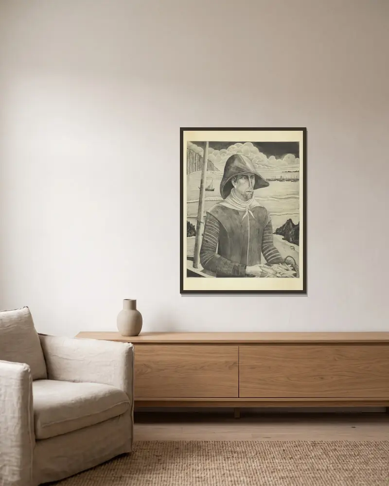 Bretonische Fischer von Lodewijk Schelfhout gerahmt an einer Wand