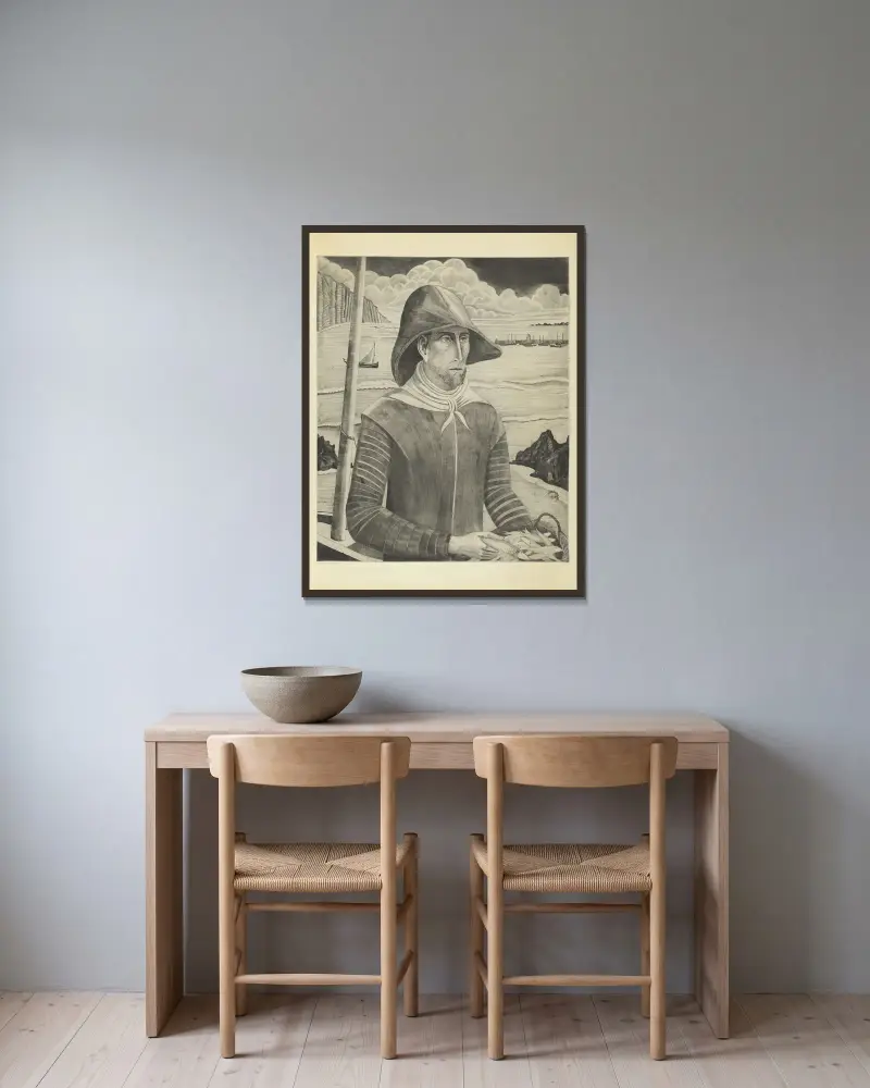 Bretonische Fischer von Lodewijk Schelfhout gerahmt an einer Wand