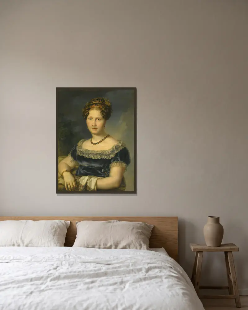 Porträt der Infantin Luisa Carlota de Borbón, Prinzessin beider Sizilien von Vicente López Portaña gerahmt an einer Wand
