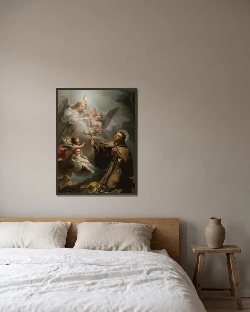 Objawienie Eucharystii świętemu Paschalisowi Bailonowi, Vicente López Portaña w ramie na ścianie