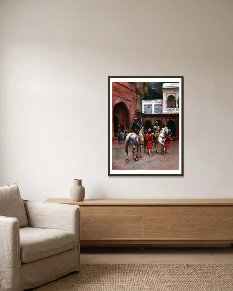 Indischer Prinz, Palast von Agra von Edwin Lord Weeks gerahmt an einer Wand