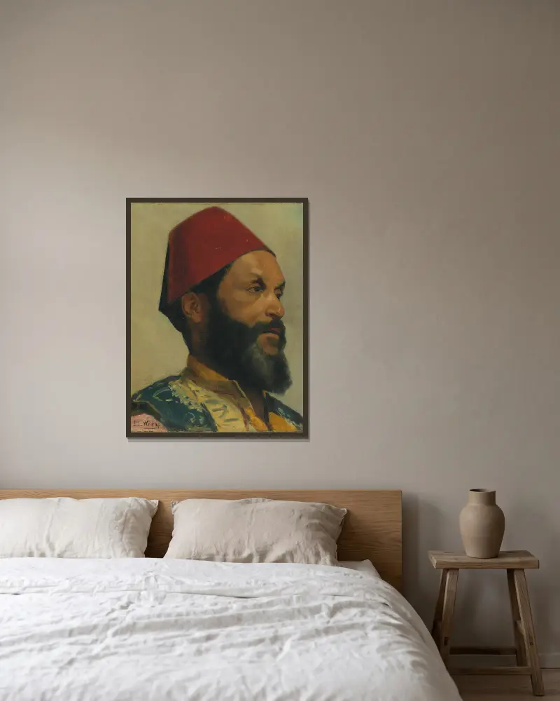 Porträtt av en turkisk man av Edwin Lord Weeks inramad på en vägg