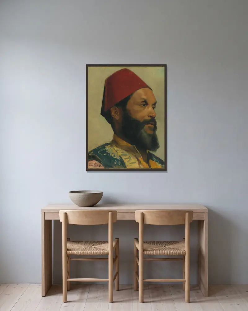 Porträtt av en turkisk man av Edwin Lord Weeks inramad på en vägg