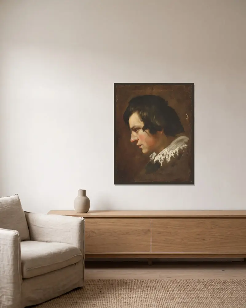 Kopf eines jungen Mannes im Profil von Gian Lorenzo Bernini gerahmt an einer Wand