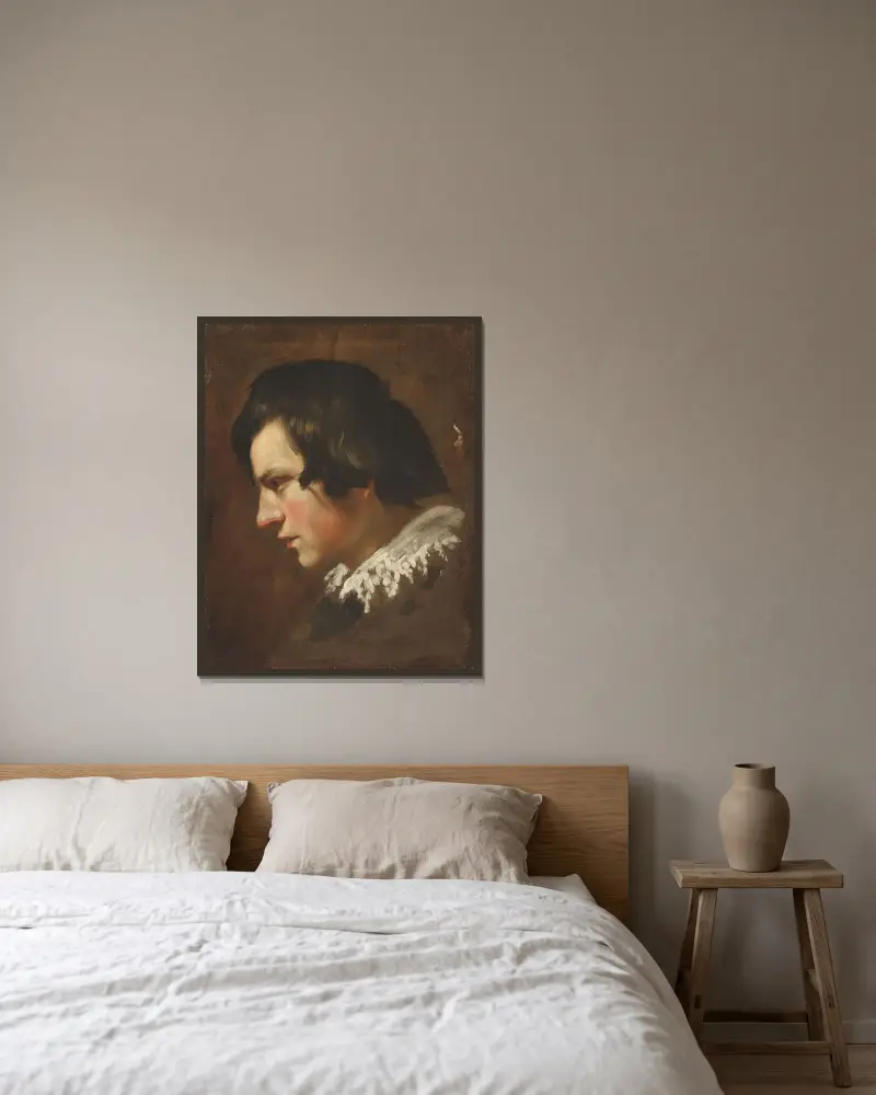 Kopf eines jungen Mannes im Profil von Gian Lorenzo Bernini gerahmt an einer Wand