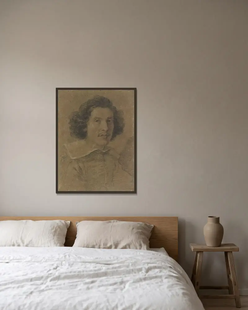 Männliches Porträt im Dreiviertelprofil nach rechts von Gian Lorenzo Bernini gerahmt an einer Wand