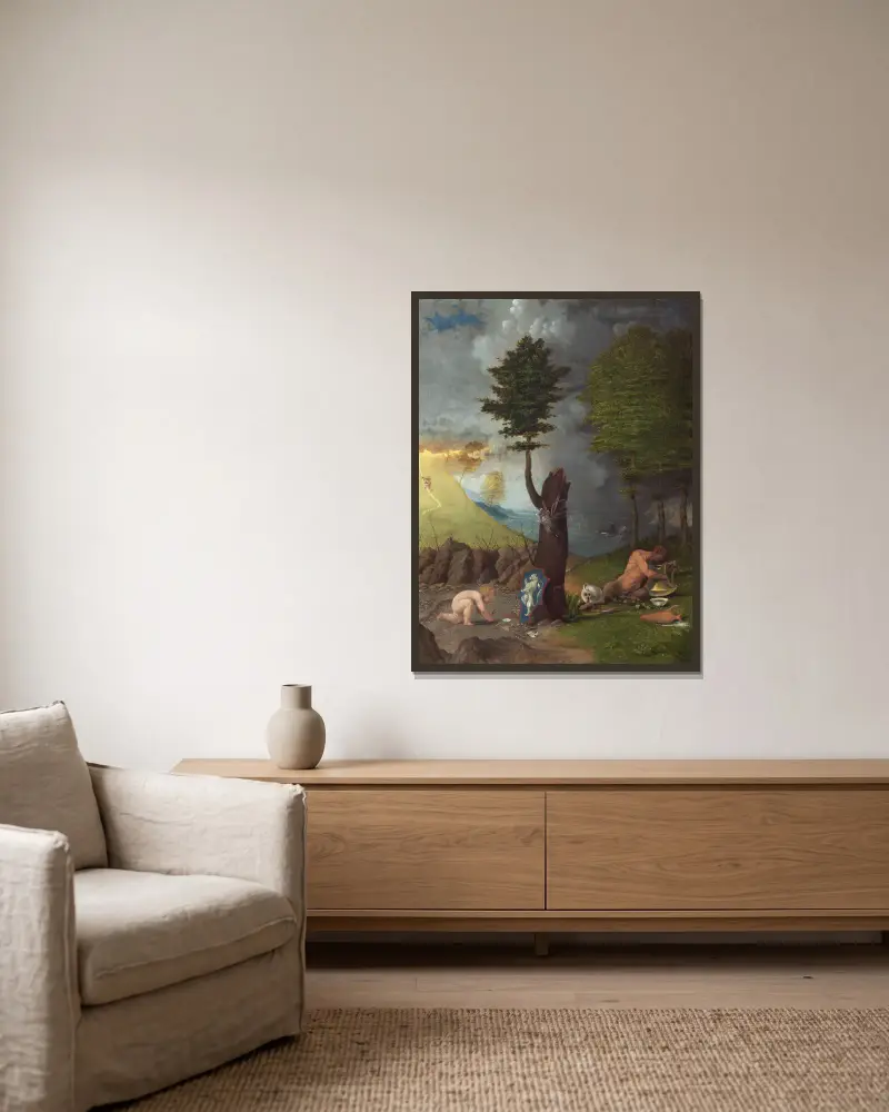 Allegorie der Tugend und des Lasters von Lorenzo Lotto gerahmt an einer Wand