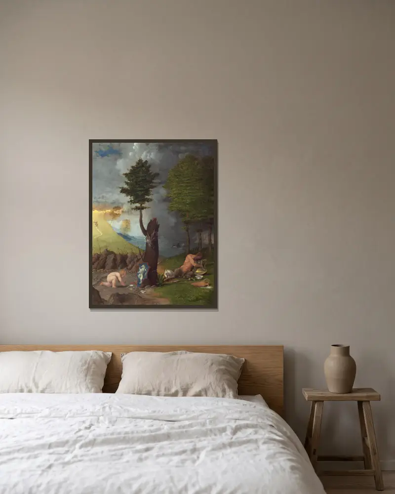 Allegorie der Tugend und des Lasters von Lorenzo Lotto gerahmt an einer Wand