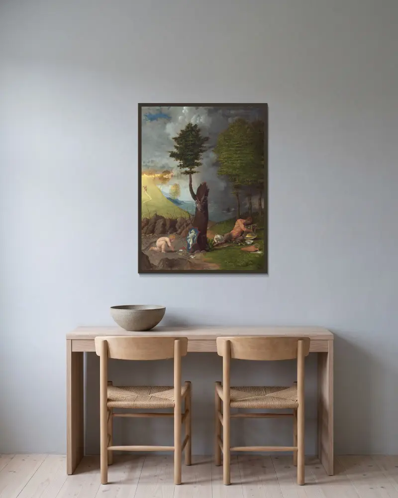 Allegorie der Tugend und des Lasters von Lorenzo Lotto gerahmt an einer Wand