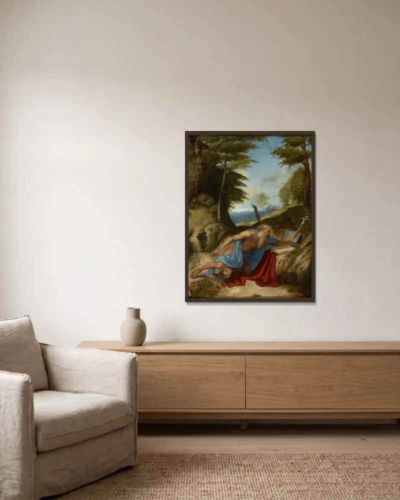 Svatý Jeroným v pokání, Lorenzo Lotto v rámu na stěně