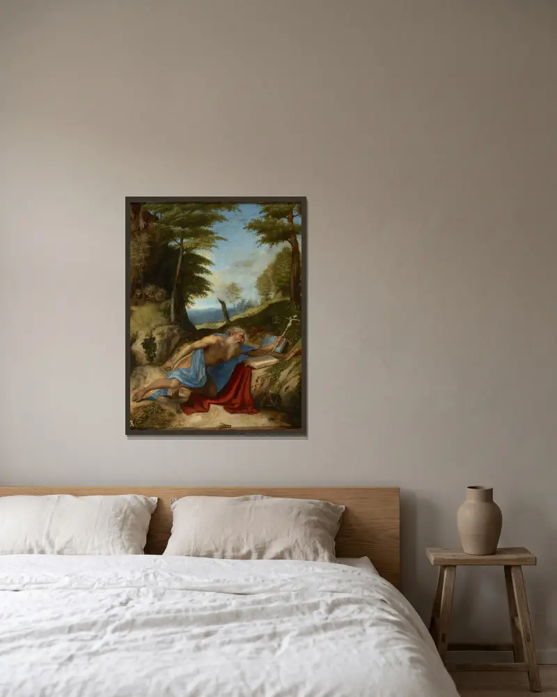 Svatý Jeroným v pokání, Lorenzo Lotto v rámu na stěně
