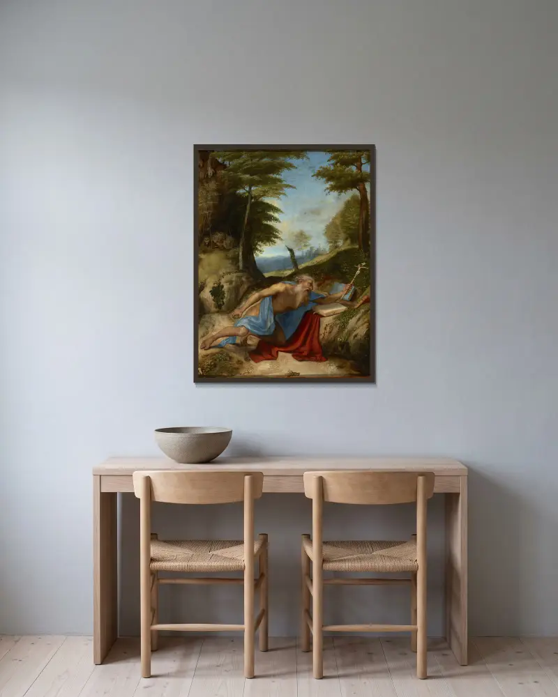 Svatý Jeroným v pokání, Lorenzo Lotto v rámu na stěně