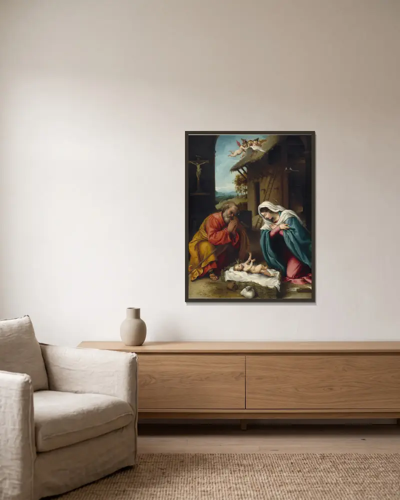 Narodzenie Chrystusa, Lorenzo Lotto w ramie na ścianie