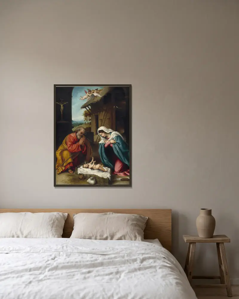 Narodzenie Chrystusa, Lorenzo Lotto w ramie na ścianie