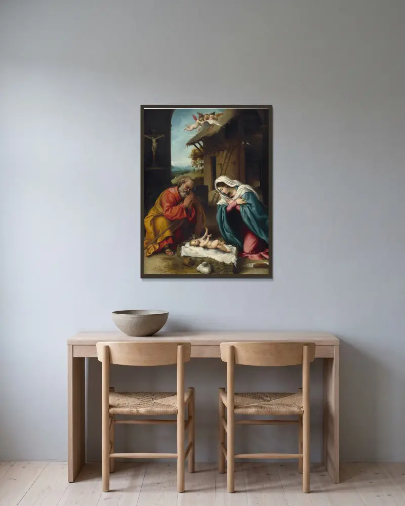 Narodzenie Chrystusa, Lorenzo Lotto w ramie na ścianie