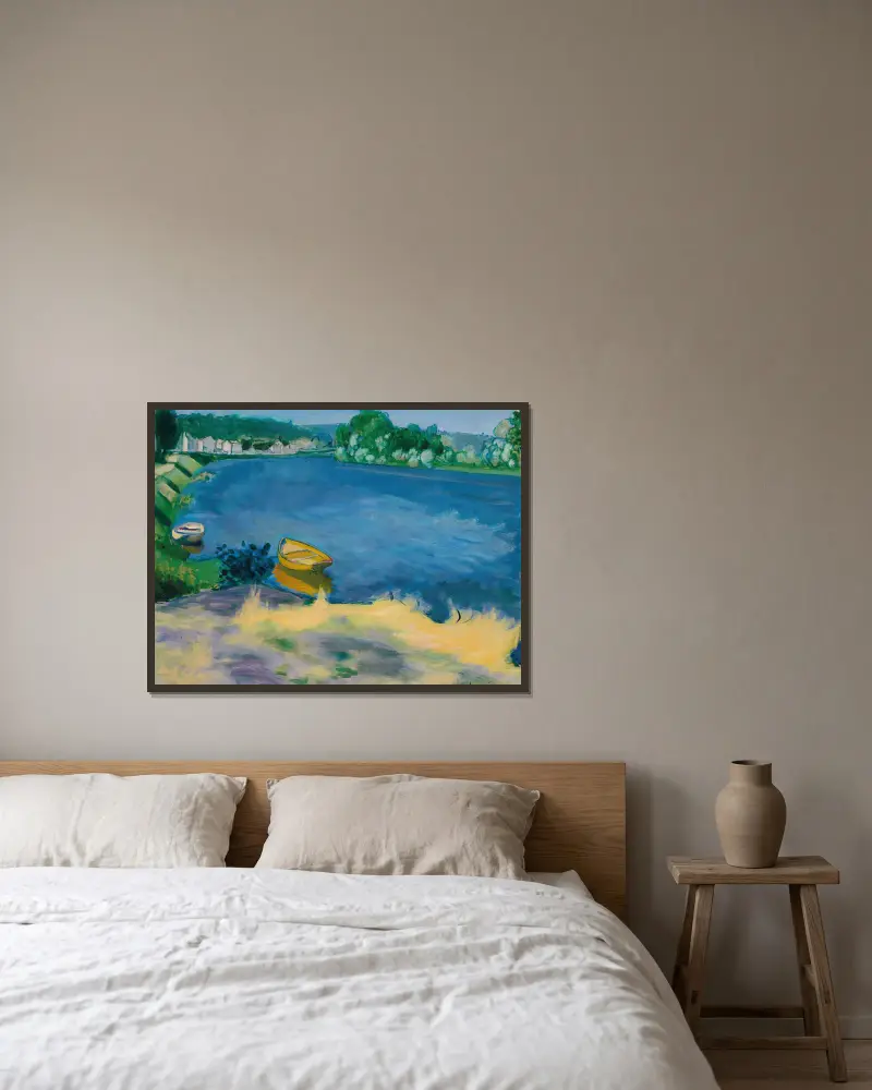 Bords de Seine av Louis Anquetin inramad på en vägg